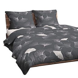 Bavlněné povlečení Ginkgo biloba šedá 140X200 70X90 Obrázek pro produkt Bavlněné povlečení Ginkgo biloba šedá 140X200 70X90