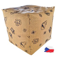 Kostka krémová s modrým vzorem 50X50X50 cm Obrázek pro produkt Kostka krémová s modrým vzorem 50X50X50 cm