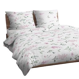 Bavlněné povlečení Květy růžové 140X200 70X90 Obrázek pro produkt Bavlněné povlečení Květy růžové 140X200 70X90