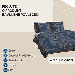 Bavlněné povlečení Květy modré 140x200 70x90 Obrázek pro produkt Bavlněné povlečení Květy modré 140x200 70x90